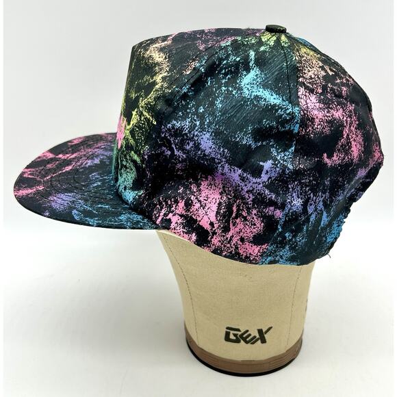 Vintage 80s 90s Bahamas Caribbean Island Nylon Hat Cap Snapback Paint Splatter - Picture 8 of 11